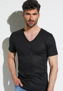Zimmerli T-Shirts>Businessclass Shirtkurzarmv-Ausschnitt-Black
