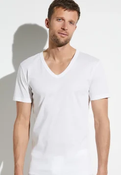 Zimmerli T-Shirts>Businessclass Shirtkurzarmv-Ausschnitt-White