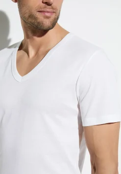 Zimmerli T-Shirts>Businessclass Shirtkurzarmv-Ausschnitt-White