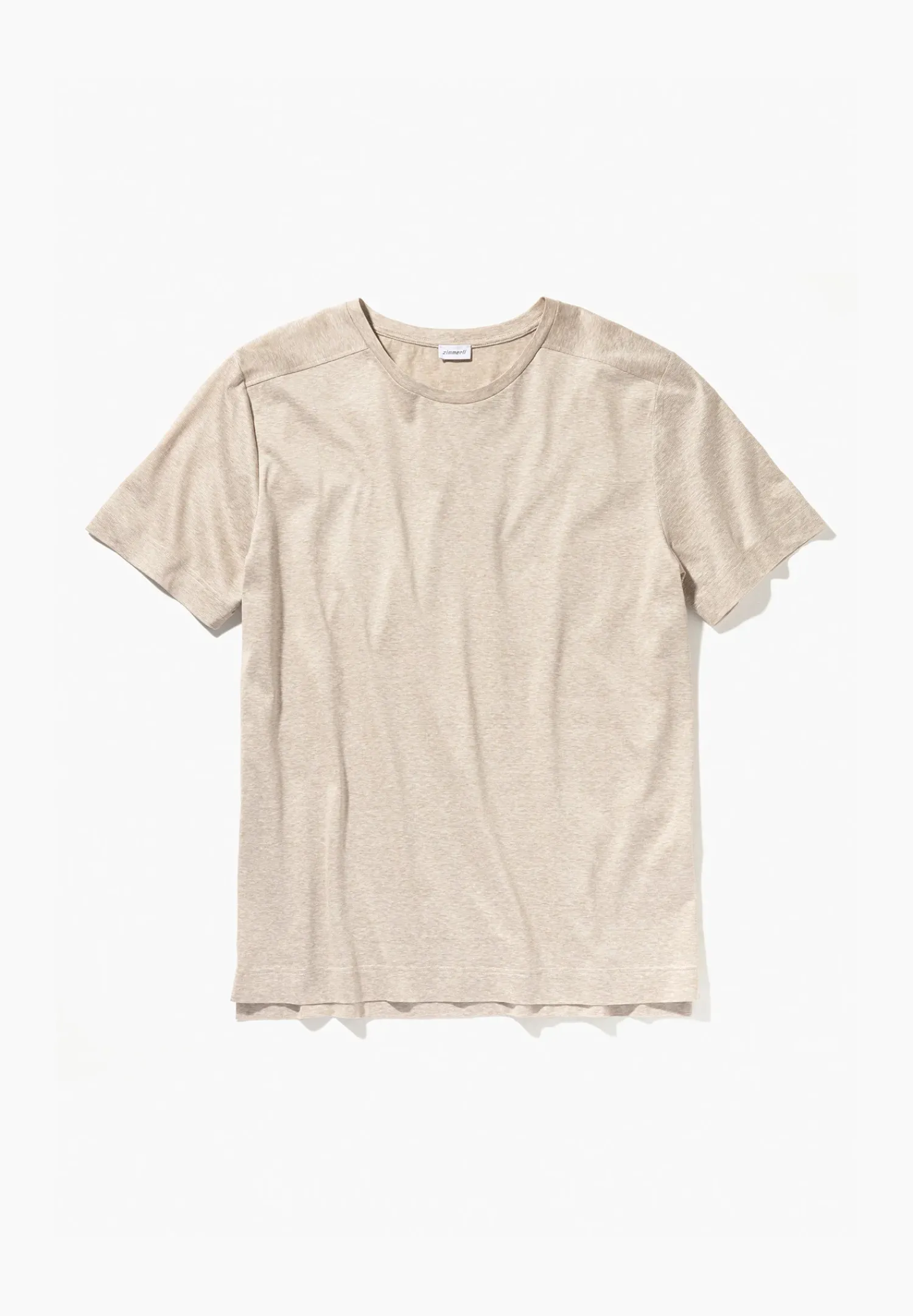 Zimmerli T-Shirts>Cotton/Linenstripes Shirtkurzarm-Sand