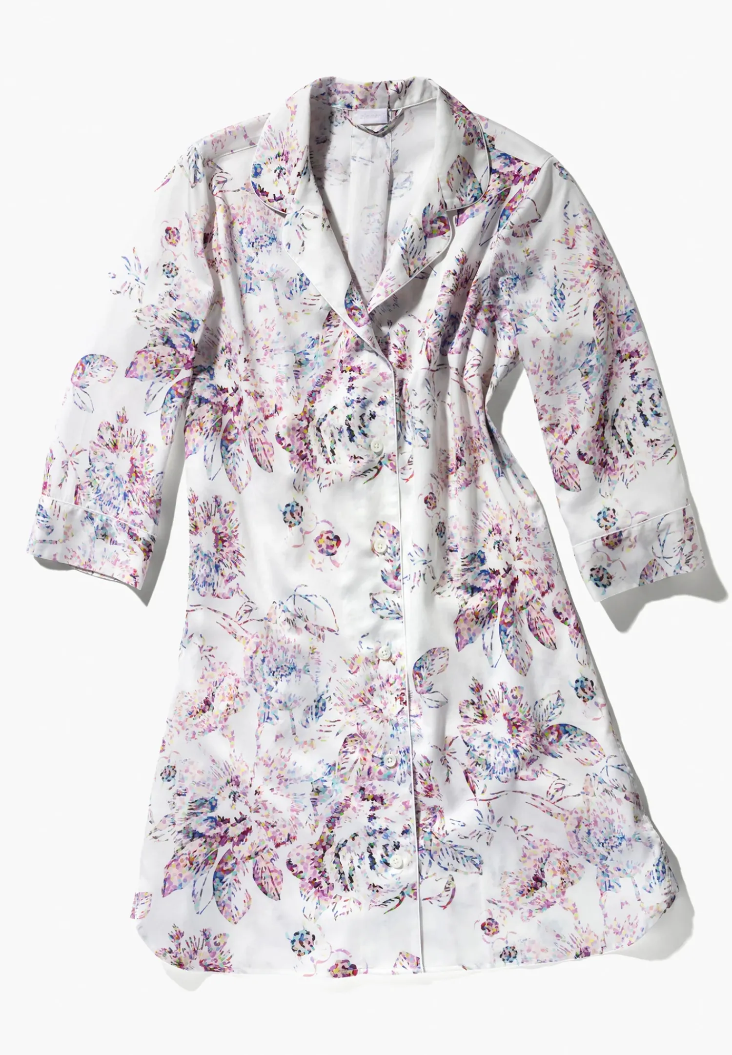 Zimmerli Nachthemden>Cottonsateenprint Armel-Pixelflowers