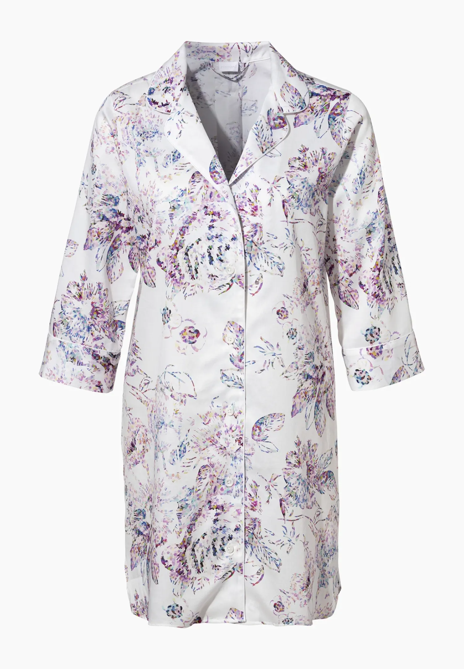 Zimmerli Nachthemden>Cottonsateenprint Armel-Pixelflowers