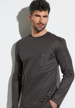 Zimmerli T-Shirts>Modernlounge Shirtlangarm-Phantom