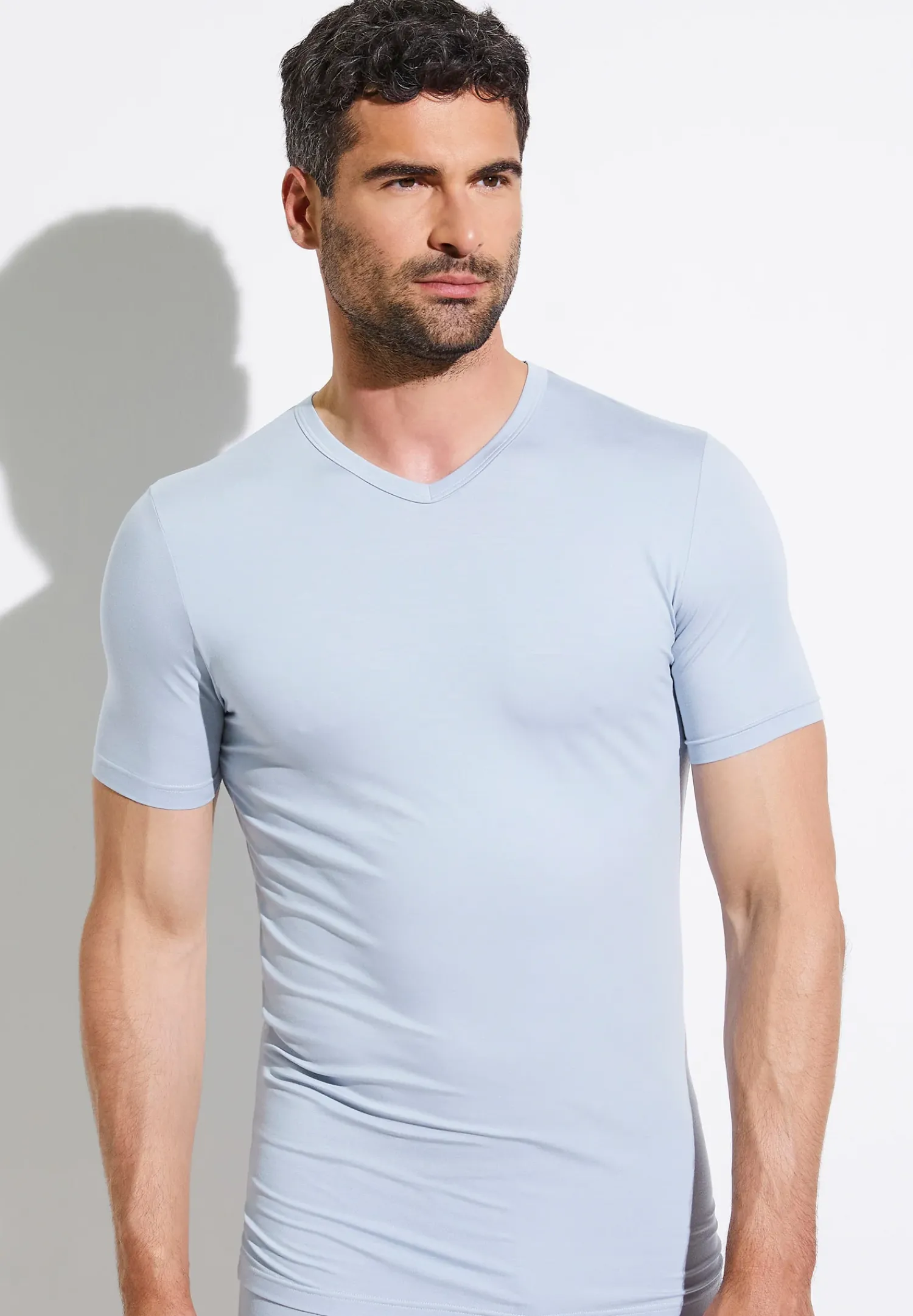 Zimmerli T-Shirts>Pureness Shirtkurzarmv-Ausschnitt-Skyblue