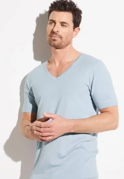 Zimmerli T-Shirts>Pureness Shirtkurzarmv-Ausschnitt-Skyblue
