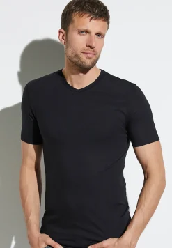 Zimmerli T-Shirts>Pureness Shirtkurzarmv-Ausschnitt-Black