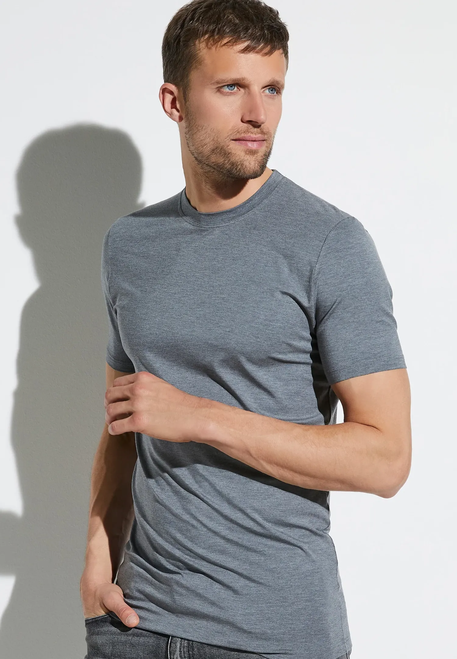 Zimmerli T-Shirts>Pureness Shirtkurzarm-Greymelange