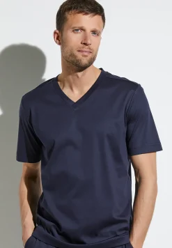 Zimmerli T-Shirts>Supremegreencotton Shirtkurzarmv-Ausschnitt-Navy