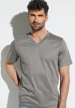 Zimmerli T-Shirts>Supremegreencotton Shirtkurzarmv-Ausschnitt-Grey