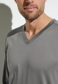 Zimmerli T-Shirts>Supremegreencotton Shirtlangarmv-Ausschnitt-Grey