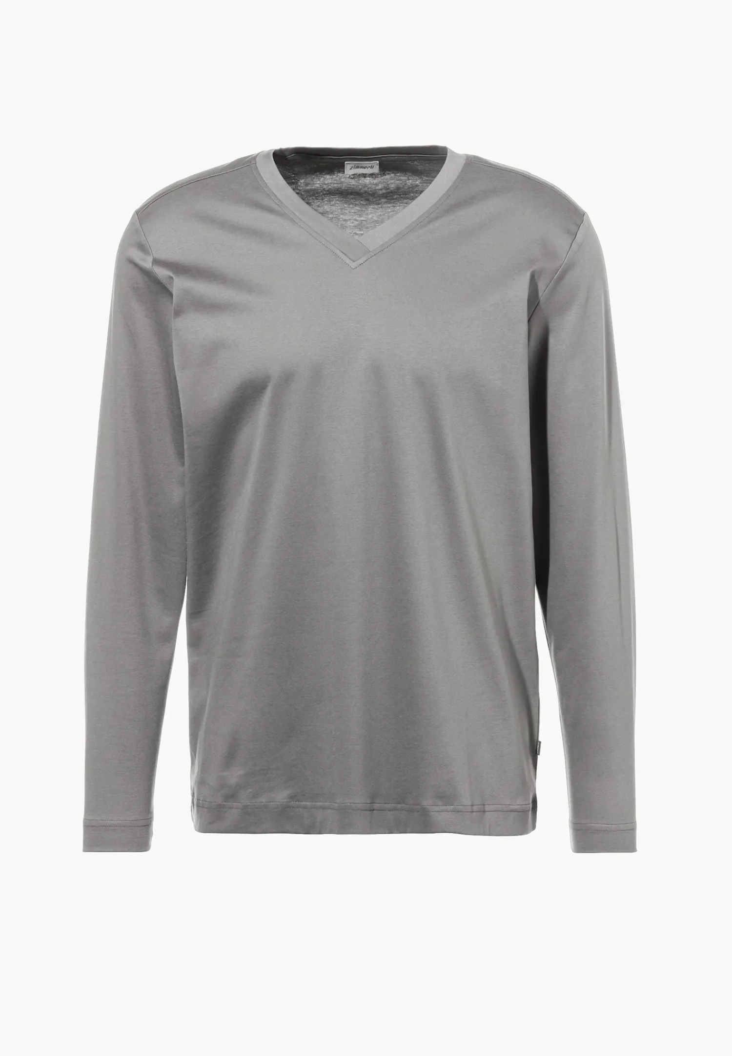 Zimmerli T-Shirts>Supremegreencotton Shirtlangarmv-Ausschnitt-Grey