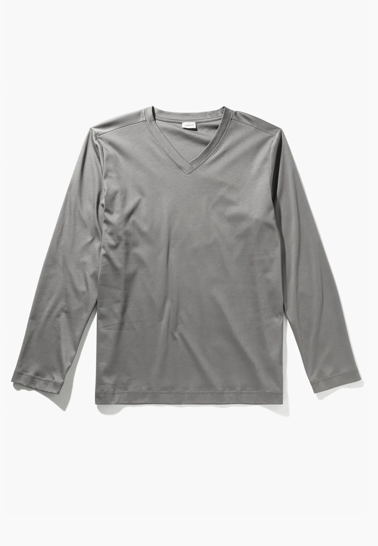 Zimmerli T-Shirts>Supremegreencotton Shirtlangarmv-Ausschnitt-Grey
