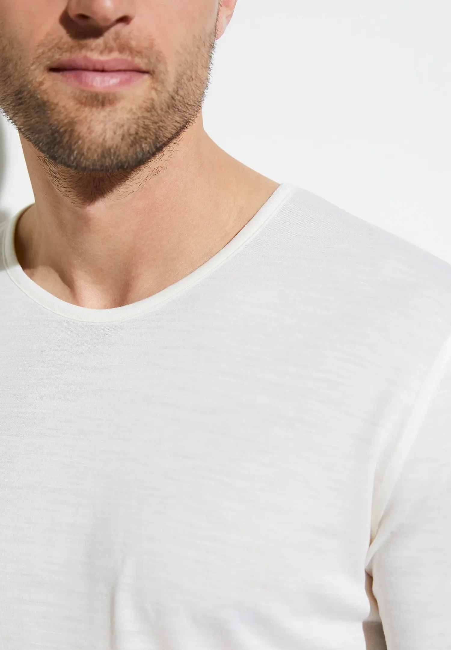 Zimmerli T-Shirts>Wool&Silk Shirtlangarm-Ecru